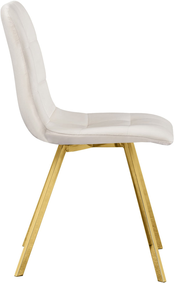 Annie Velvet / Engineered Wood / Metal / Foam Contemporary Cream Velvet Dining Chair - 17.75" W x 22" D x 33.25" H