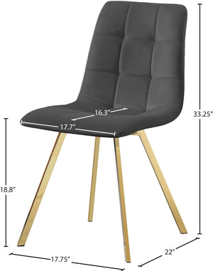 Annie Velvet / Engineered Wood / Metal / Foam Contemporary Grey Velvet Dining Chair - 17.75" W x 22" D x 33.25" H