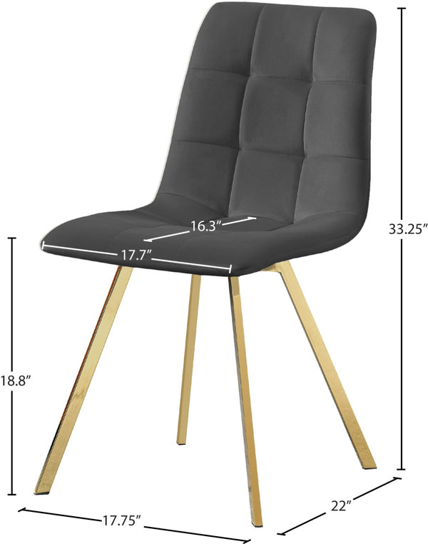 Annie Velvet / Engineered Wood / Metal / Foam Contemporary Grey Velvet Dining Chair - 17.75" W x 22" D x 33.25" H