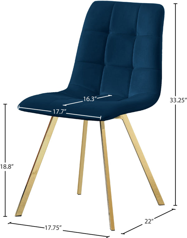 Annie Velvet / Engineered Wood / Metal / Foam Contemporary Navy Velvet Dining Chair - 17.75" W x 22" D x 33.25" H