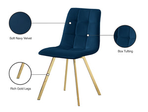 Annie Velvet / Engineered Wood / Metal / Foam Contemporary Navy Velvet Dining Chair - 17.75" W x 22" D x 33.25" H