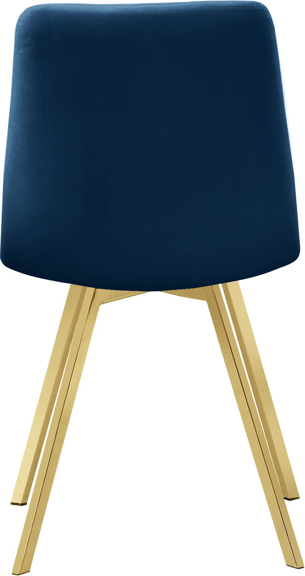 Annie Velvet / Engineered Wood / Metal / Foam Contemporary Navy Velvet Dining Chair - 17.75" W x 22" D x 33.25" H