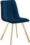 Annie Velvet / Engineered Wood / Metal / Foam Contemporary Navy Velvet Dining Chair - 17.75" W x 22" D x 33.25" H