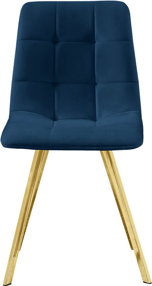 Annie Velvet / Engineered Wood / Metal / Foam Contemporary Navy Velvet Dining Chair - 17.75" W x 22" D x 33.25" H