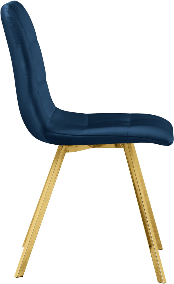 Annie Velvet / Engineered Wood / Metal / Foam Contemporary Navy Velvet Dining Chair - 17.75" W x 22" D x 33.25" H