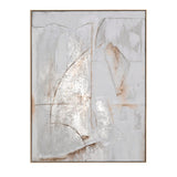 Contemporary 48x36 100% Hand Painted Abstract- Framed, Beige/gr