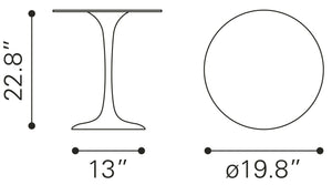 Zuo Modern Wilco Fiberglass, MDF Modern Commercial Grade Side Table White Fiberglass, MDF