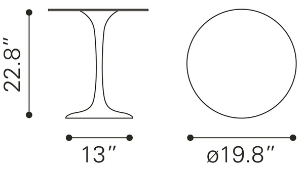 Zuo Modern Wilco Fiberglass, MDF Modern Commercial Grade Side Table White Fiberglass, MDF