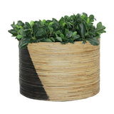 Sagebrook Home Contemporary Set of 3 -  2-tone Wicker Planters, Black 15638 Black Metal