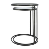 Sagebrook Home Contemporary Metal, Set of 2 -  21/24" Mirrored Side Tables, Black 16656 Black/gold Iron