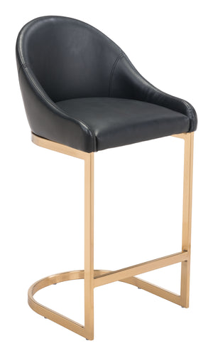 Zuo Modern Scott 100% Polyurethane, Plywood, Steel Modern Commercial Grade Counter Stool Black, Gold 100% Polyurethane, Plywood, Steel