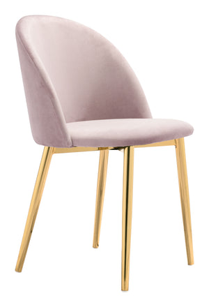 Zuo Modern Cozy 100% Polyester, Plywood, Steel Modern Commercial Grade Dining Chair Set - Set of 2 Pink, Gold 100% Polyester, Plywood, Steel