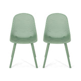Noble House Posey Outdoor Modern Dining Chair (Set of 2), Green
