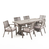 Lombok Outdoor Modern 6 Seater Aluminum Dining Set with Cushions