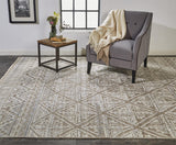 Payton Nomadic Diaimond Pattern Rug, Ivory/Tan, 9ft - 6in x 13ft - 6in Area Rug