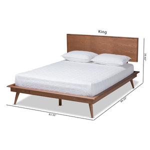 Baxton Studio Karine Mid-Century Modern Walnut Brown Finished Wood Queen Size Platform Bed