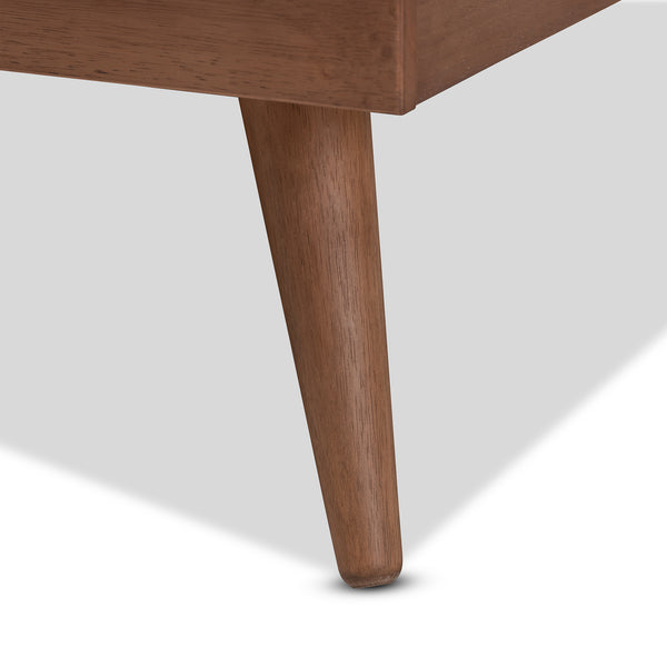 Baxton Studio Karine Mid-Century Modern Walnut Brown Finished Wood Queen Size Platform Bed