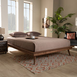 Baxton Studio Karine Mid-Century Modern Walnut Brown Finished Wood Full Size Platform Bed Frame