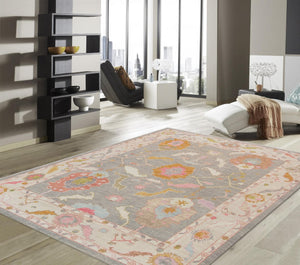 Pasargad Oushak Collection Hand-Knotted Wool Area Rug 980302 9x11-PASARGAD