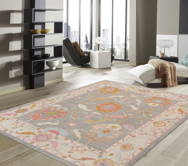 Pasargad Oushak Collection Hand-Knotted Wool Area Rug 980302 9x11-PASARGAD