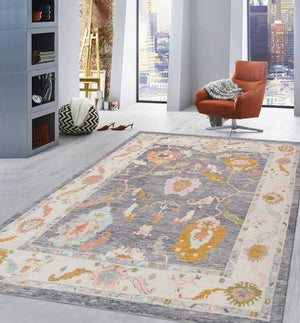 Pasargad Oushak Collection Hand-Knotted Wool Area Rug 980313 10x13-PASARGAD