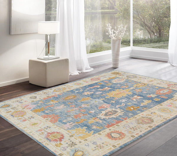 Pasargad Oushak Collection Hand-Knotted Wool Area Rug 980315 9x13-PASARGAD