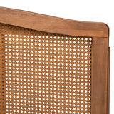 Baxton Studio Marieke Mid-Century Modern Ash Wanut Finished Wood and Synthetic Rattan Full Size Headboard