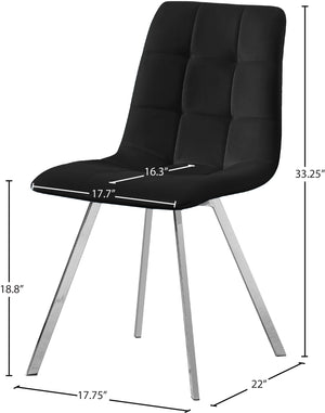 Annie Velvet / Engineered Wood / Metal / Foam Contemporary Black Velvet Dining Chair - 17.75" W x 22" D x 33.25" H