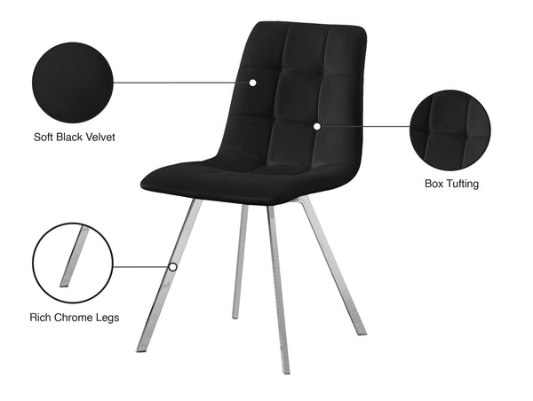 Annie Velvet / Engineered Wood / Metal / Foam Contemporary Black Velvet Dining Chair - 17.75" W x 22" D x 33.25" H