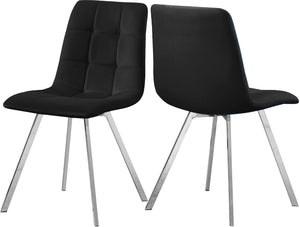 Annie Velvet / Engineered Wood / Metal / Foam Contemporary Black Velvet Dining Chair - 17.75" W x 22" D x 33.25" H