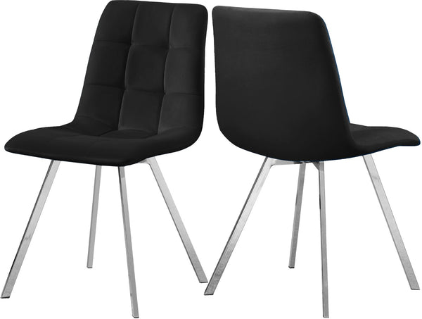 Annie Velvet / Engineered Wood / Metal / Foam Contemporary Black Velvet Dining Chair - 17.75" W x 22" D x 33.25" H