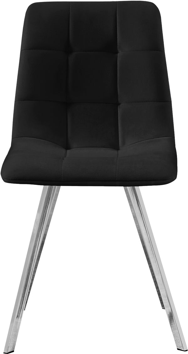 Annie Velvet / Engineered Wood / Metal / Foam Contemporary Black Velvet Dining Chair - 17.75" W x 22" D x 33.25" H