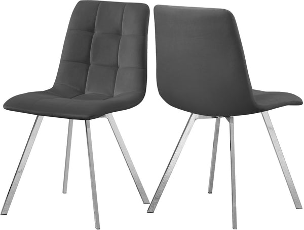 Annie Velvet / Engineered Wood / Metal / Foam Contemporary Grey Velvet Dining Chair - 17.75" W x 22" D x 33.25" H