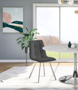 Annie Velvet / Engineered Wood / Metal / Foam Contemporary Grey Velvet Dining Chair - 17.75" W x 22" D x 33.25" H