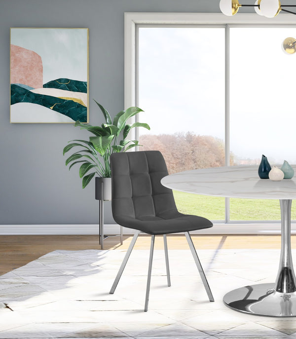 Annie Velvet / Engineered Wood / Metal / Foam Contemporary Grey Velvet Dining Chair - 17.75" W x 22" D x 33.25" H