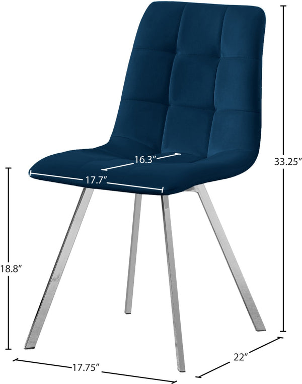 Annie Velvet / Engineered Wood / Metal / Foam Contemporary Navy Velvet Dining Chair - 17.75" W x 22" D x 33.25" H