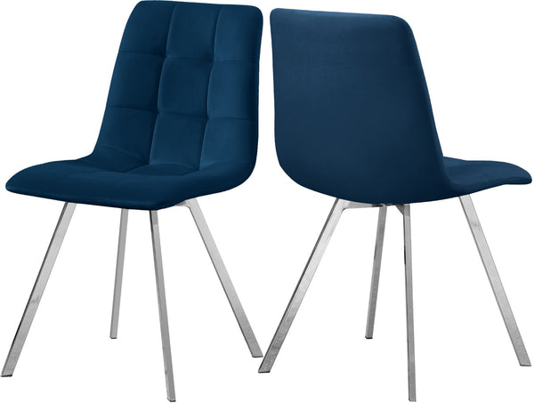 Annie Velvet / Engineered Wood / Metal / Foam Contemporary Navy Velvet Dining Chair - 17.75" W x 22" D x 33.25" H