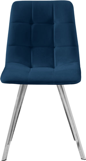 Annie Velvet / Engineered Wood / Metal / Foam Contemporary Navy Velvet Dining Chair - 17.75" W x 22" D x 33.25" H