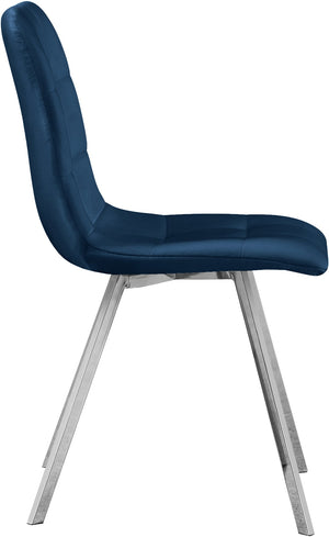 Annie Velvet / Engineered Wood / Metal / Foam Contemporary Navy Velvet Dining Chair - 17.75" W x 22" D x 33.25" H
