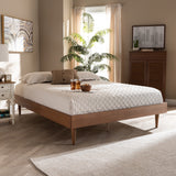 Baxton Studio Rina Mid-Century Modern Ash Wanut Finished Queen Size Wood Bed Frame