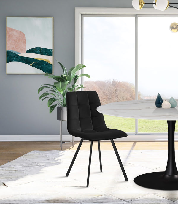 Annie Velvet / Engineered Wood / Metal / Foam Contemporary Black Velvet Dining Chair - 17.75" W x 22" D x 33.25" H