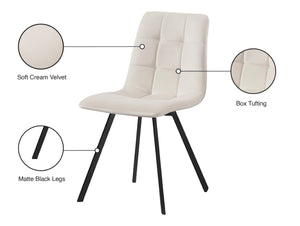 Annie Velvet / Engineered Wood / Metal / Foam Contemporary Cream Velvet Dining Chair - 17.75" W x 22" D x 33.25" H