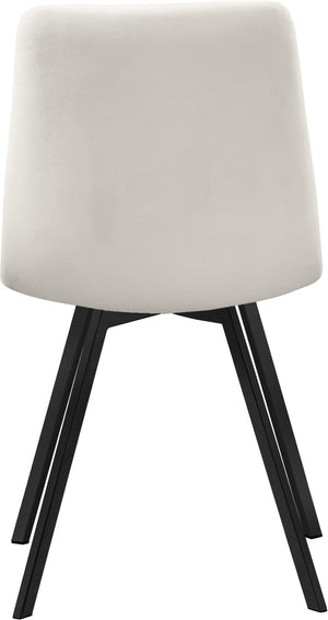 Annie Velvet / Engineered Wood / Metal / Foam Contemporary Cream Velvet Dining Chair - 17.75" W x 22" D x 33.25" H