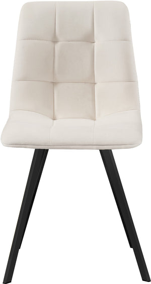 Annie Velvet / Engineered Wood / Metal / Foam Contemporary Cream Velvet Dining Chair - 17.75" W x 22" D x 33.25" H