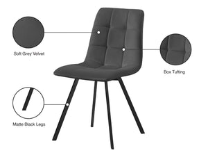 Annie Velvet / Engineered Wood / Metal / Foam Contemporary Grey Velvet Dining Chair - 17.75" W x 22" D x 33.25" H