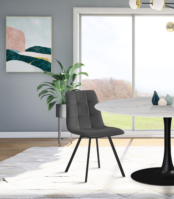 Annie Velvet / Engineered Wood / Metal / Foam Contemporary Grey Velvet Dining Chair - 17.75" W x 22" D x 33.25" H