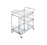 Splinter Contemporary Serving Cart Clear Glass & Chrome Finish 98215-ACME