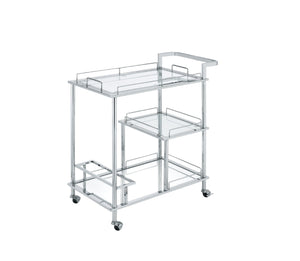 Splinter Contemporary Serving Cart Clear Glass & Chrome Finish 98215-ACME