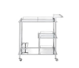 Splinter Contemporary Serving Cart Clear Glass & Chrome Finish 98215-ACME