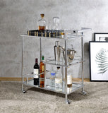 Splinter Contemporary Serving Cart Clear Glass & Chrome Finish 98215-ACME